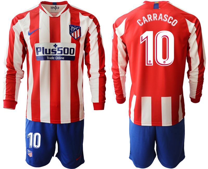 Men 2019-2020 club Atletico Madrid home long sleeves #10 red Soccer Jerseys